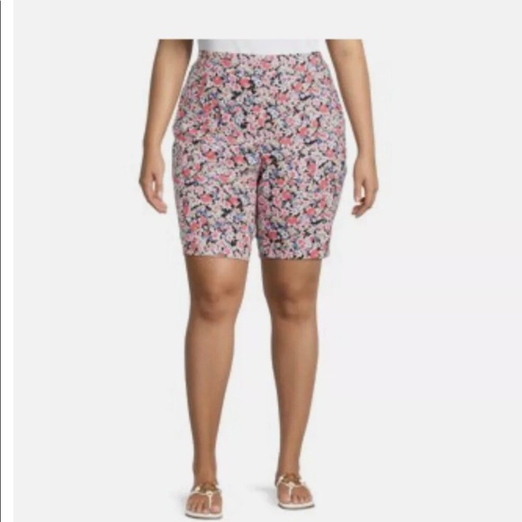Terra & Sky Size 3X 24W-26W Womens Pull On Millennium Stretch Shorts Floral New - Picture 2 of 8
